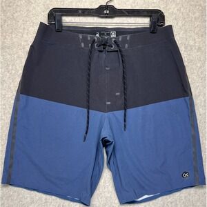 Outerknown Mens Apex Board 9" Shorts Black Blue Colorblock Surfing Swim 31